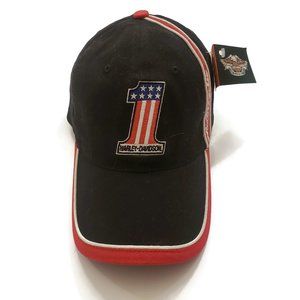 NWT Harley-Davidson #1 USA Flag Strap Back Hat Cap